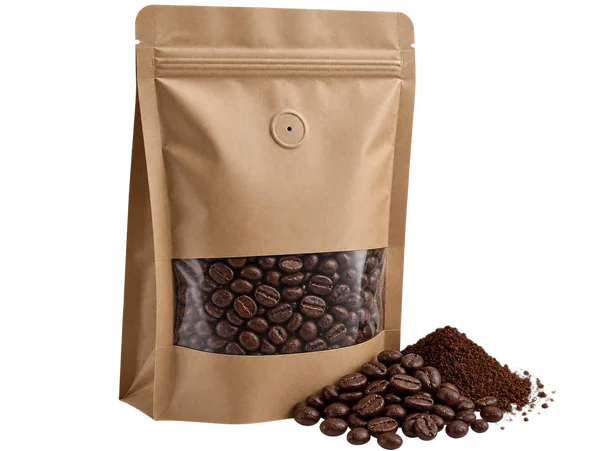 Biji kopi panggang dalam pouch